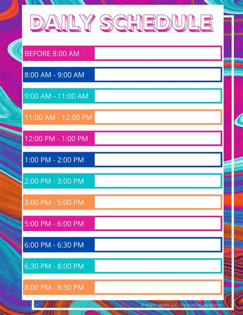 Daily Schedule Template