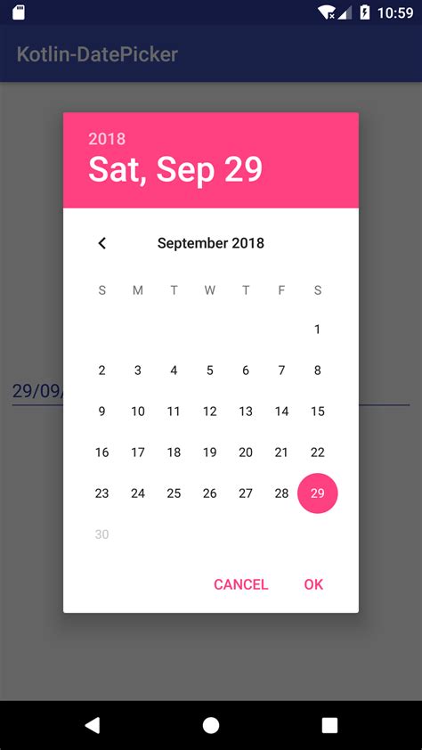 Date Picker Screenshot