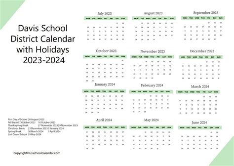 Davis School District Calendar Display