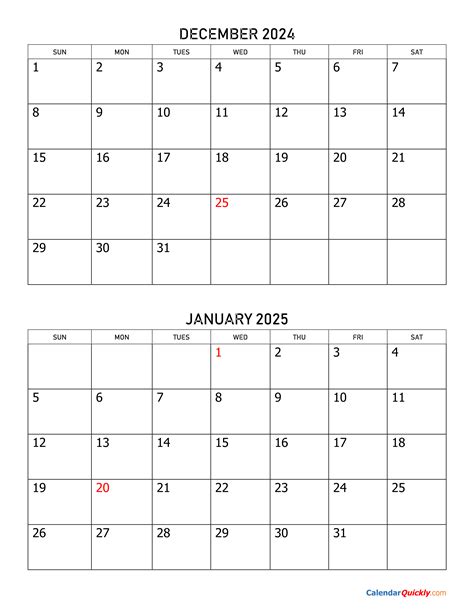 Dec Jan Calendar Guide Image 1