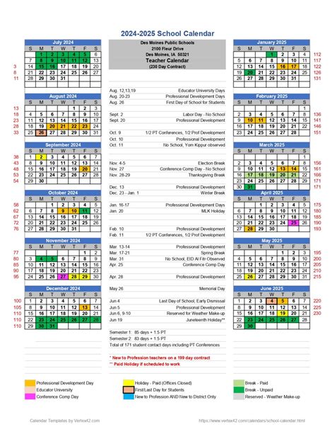 Des Moines Schools Calendar Overview