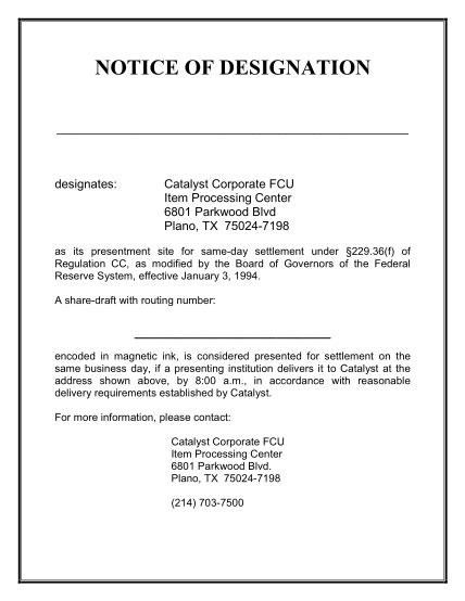 Designation Notice