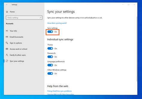 Device Sync Settings