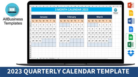 Digital 3 Month Calendar Template