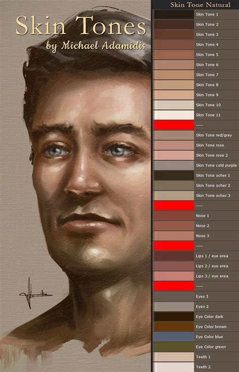 Digital art skin color palette techniques