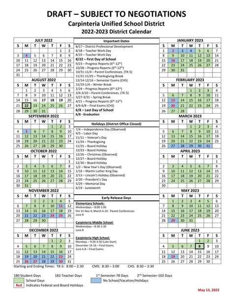 District 300 School Calendar Overview