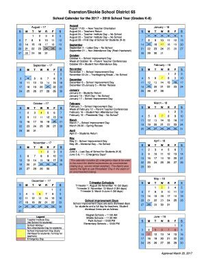 District 65 School Calendar Planning and Development