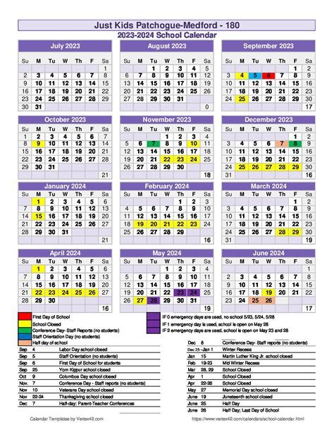 District calendar example