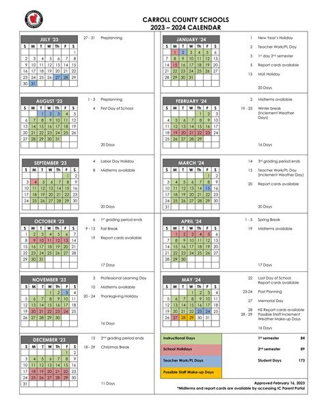 District Calendar Information for Parents