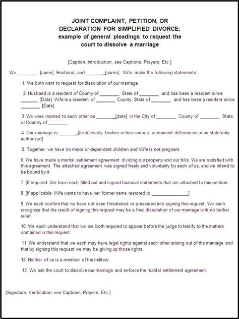 Description of Divorce Papers Guidelines