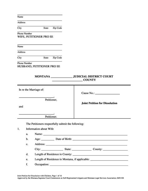 Description of Divorce Papers Template