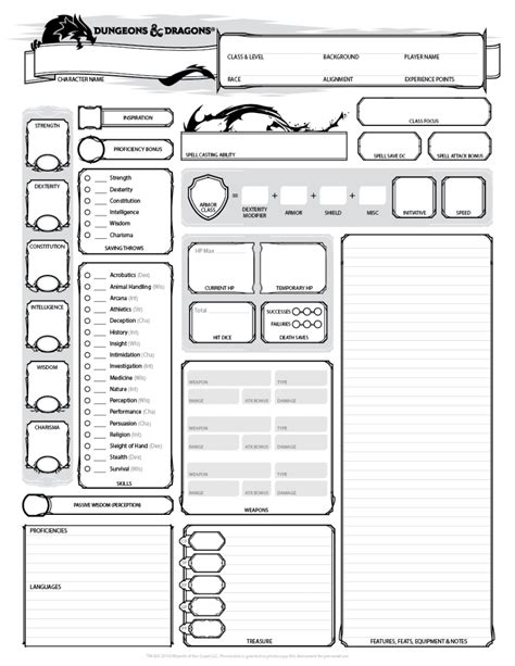 DND 5E Sheets