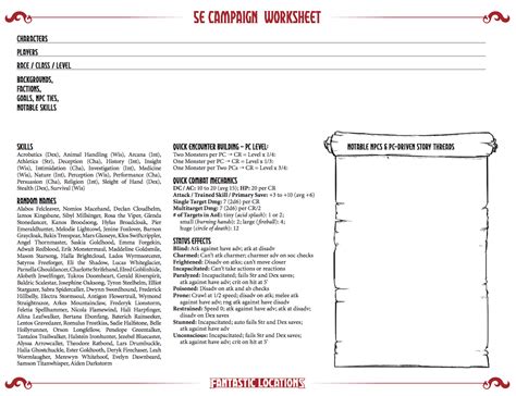 DND Campaign Sheets