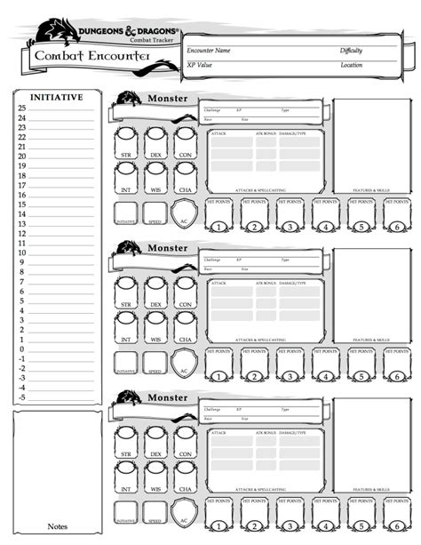 DND Dungeon Masters Sheets