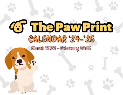 Dog paw print calendars with happy dogs