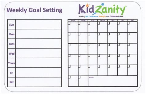 Dry erase board calendar for goal setting