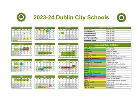 Dublin High School Calendar Image 1