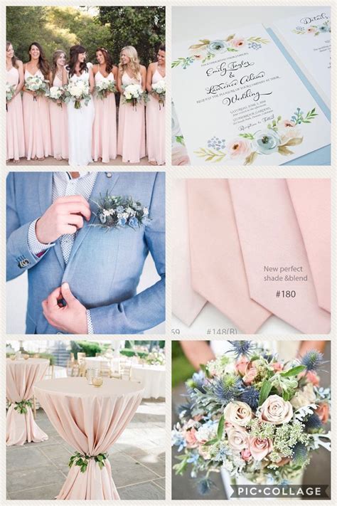 Dusty blue and blush wedding color palette