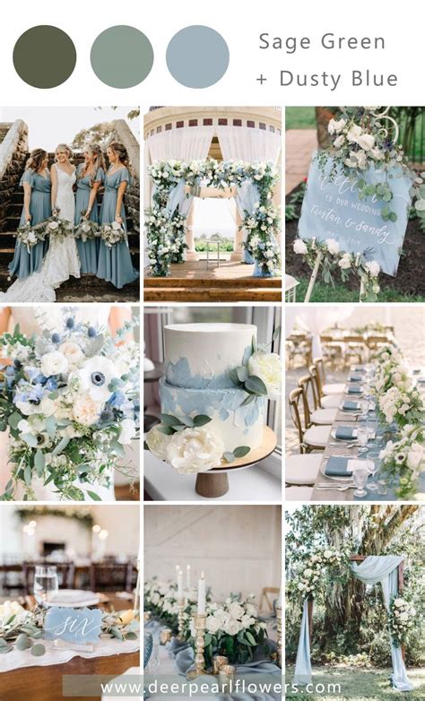 Dusty blue and green wedding color palette