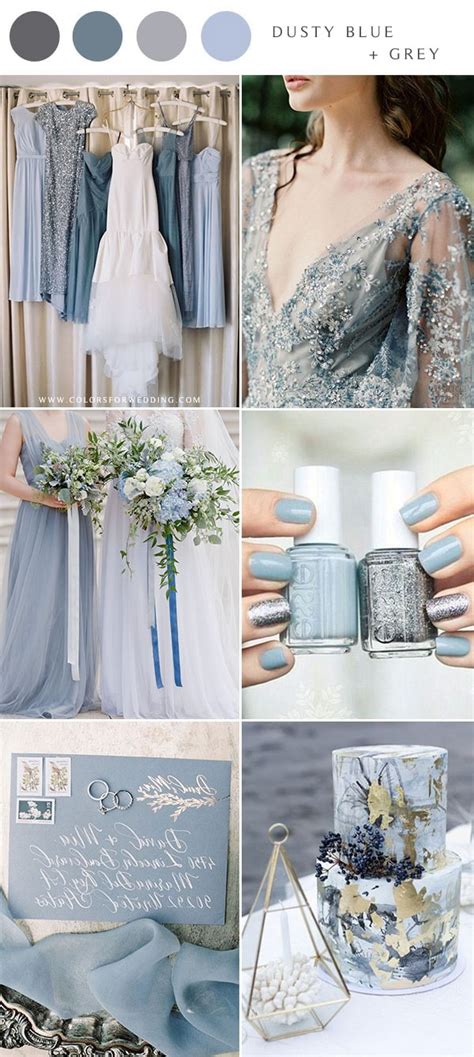 Dusty blue and grey wedding color palette