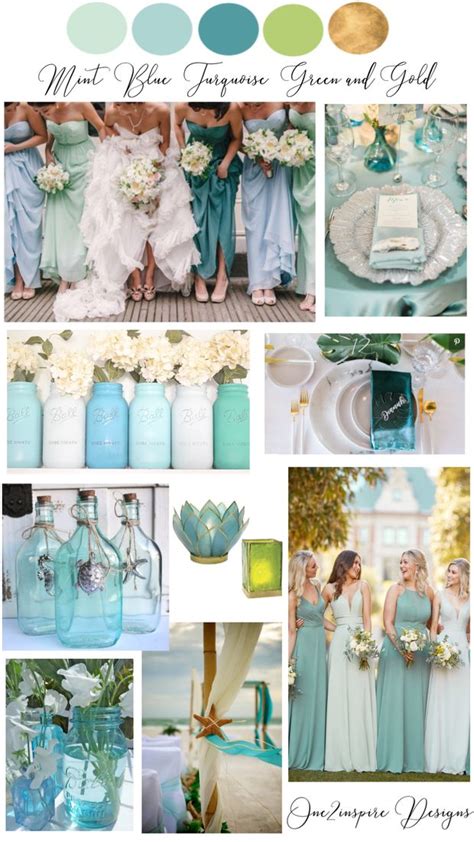 Dusty blue and mint wedding color palette