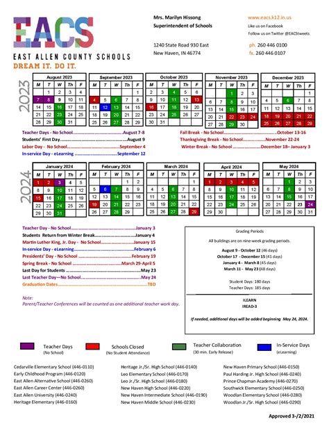 EACS Calendar Benefits