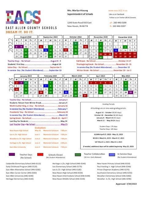 EACS Calendar Guide