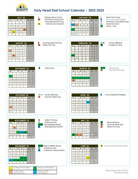 MPS Early Start Calendar Important Dates and Deadlines