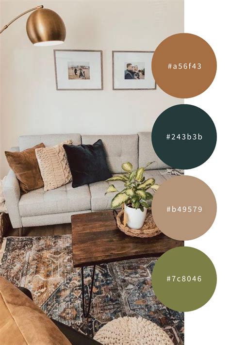 Earthy home decor green and brown color palette