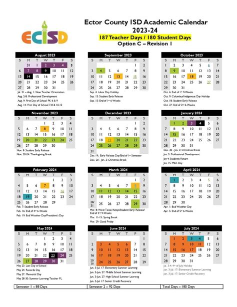 Ector County ISD Calendar Benefits