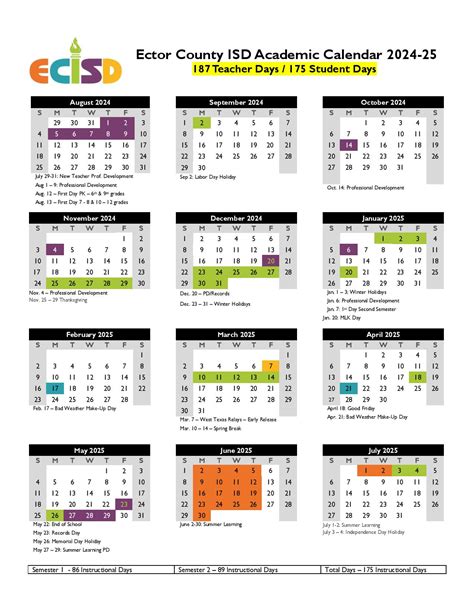 Ector County ISD Calendar Image 8