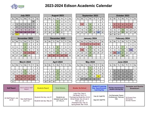 Edison Magnet School Calendar