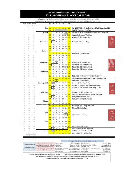 Education Calendar