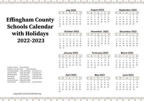 Effingham County Schools Calendar