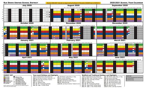 EGUSD School Calendar Overview