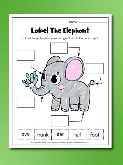 Elephant worksheet printables