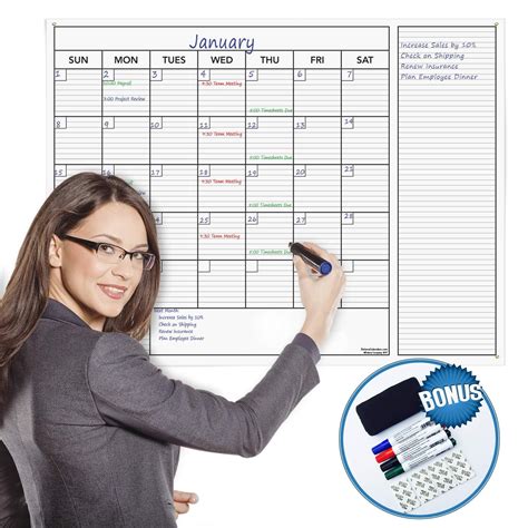 Description of Erasable Wall Calendars