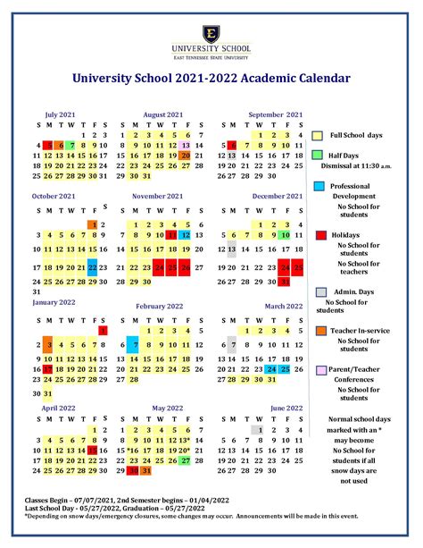 ETSU Academic Calendar Image 3