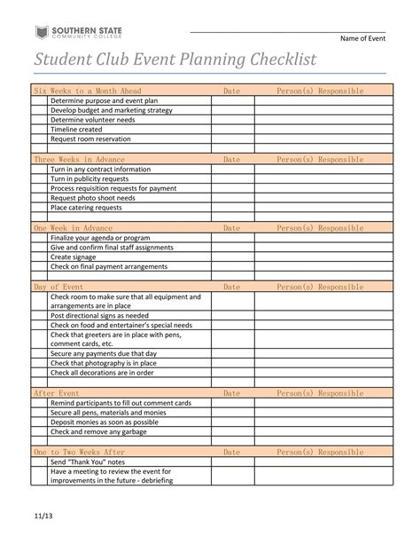 Description of Event Planner Template