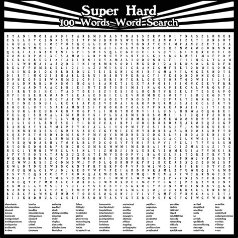 Examples of Hard Word Search Printables