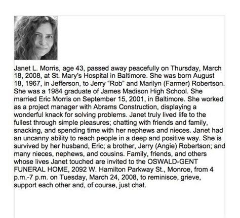 Examples of obituaries