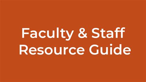 Faculty and Staff Resources