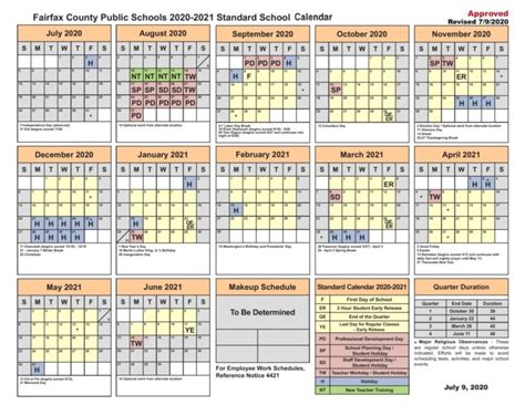 Fairfax County School Calendar