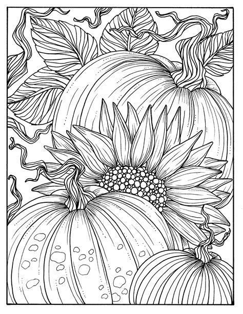 Fall coloring pages for adults and stress relief