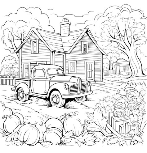 Fall landscape coloring pages