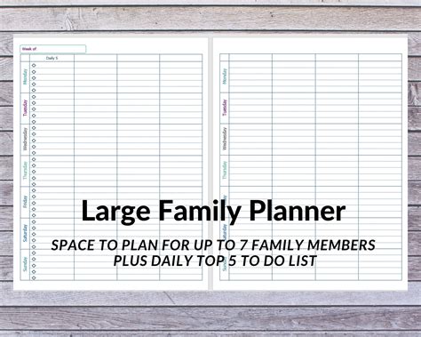 Family planner calendar