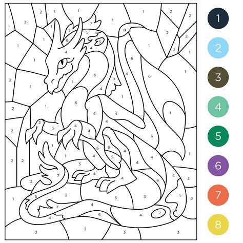 Fantasy Themed Color By Number Pages