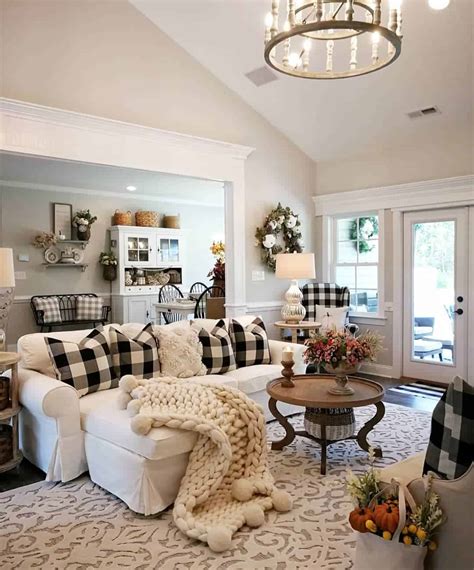 A cozy farmhouse bedroom with a warm color palette