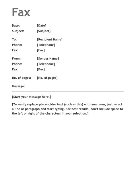 Fax Cover Letter Example