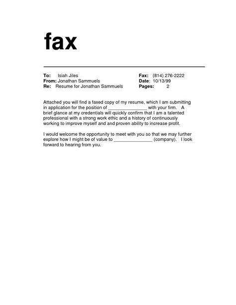 Fax Cover Letter Ideas